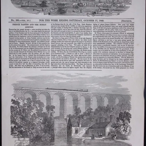 Opening GSWR Railway Route Dublin to Cork Antique 177-Year-Old Woodcut Print.