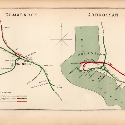 Kilmarnock & Ardrossan Scotland Antique Railway Diagram-117.