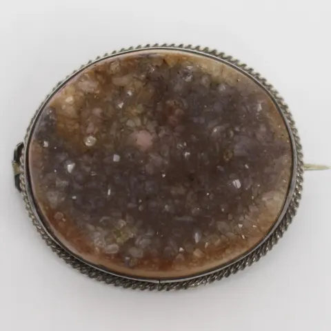Antique Quartz Silver Brooch