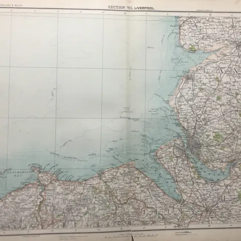 Victorian 1897 Map Lancashire Blackpool Lytham Southport Liverpool Preston.