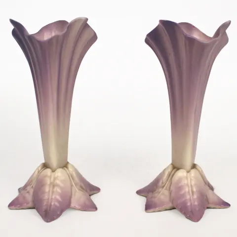 Pair of Royal Worcester Flower Form Spill Vases 1912 G365