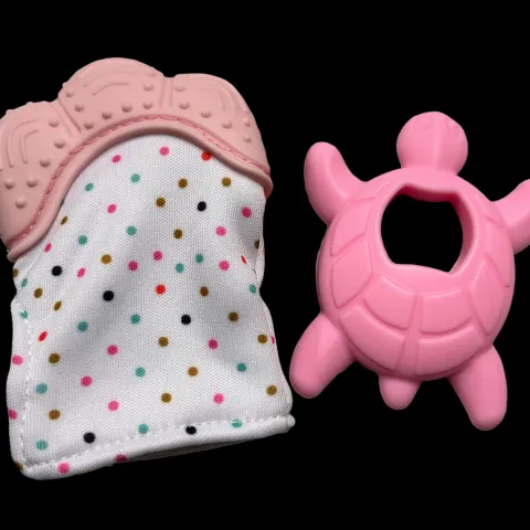10 x Deluxe Teething Set Includes Teething Mitten for Babies RRP £6.99 L11b