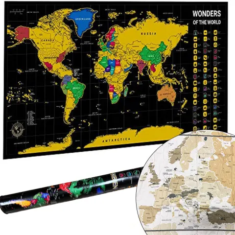 5 x Scratch off World Maps. Maps marked with Landmarks from around the World. Rrp £75
