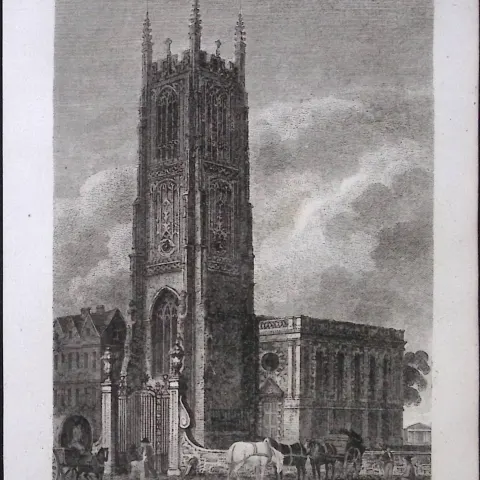All Saints Derby Peak District Antique 223 Years-Old Georgian Steel-Engraving-291