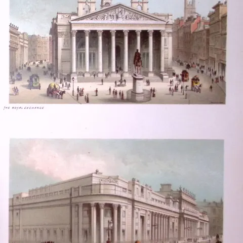London Bank of England & Royal Exchange Victorian Antique Double Print-5