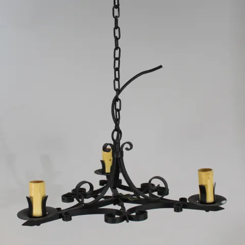 Wrought Iron Three Light Chandelier