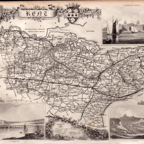 Kent Steel Engraved Victorian Antique Thomas Moule Map.