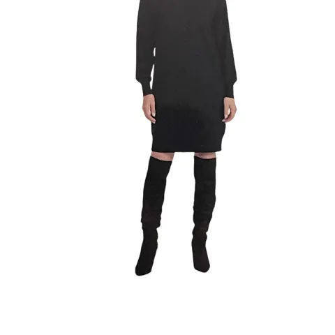 BADGLEY MISCHKA LIGHTWEIGHT FINE KNITTED STRETCHY JUMPER DRESS M BLACK