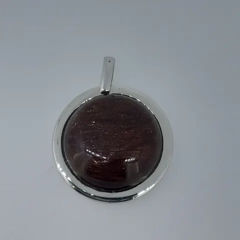 Silver Pendant Set With Mahogany Obsidian Cabochon Stone