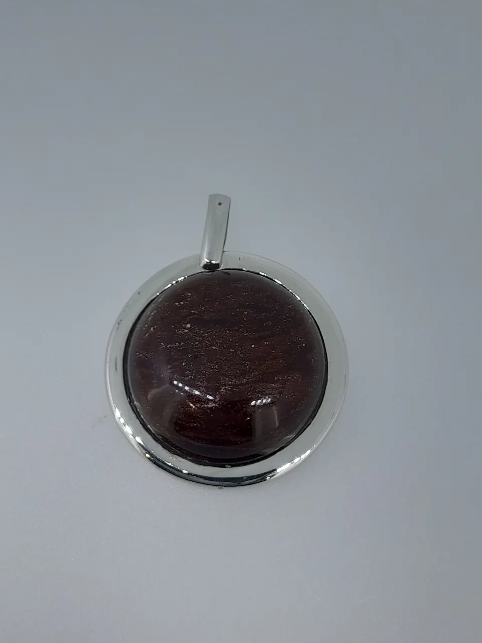 Silver Pendant Set With Mahogany Obsidian Cabochon Stone