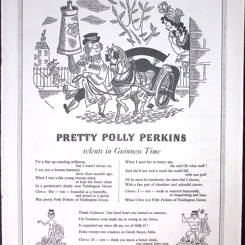 Guinness 1956 Original 69 Years-Old Print Pretty Polly Perkins- G.E.2082-E