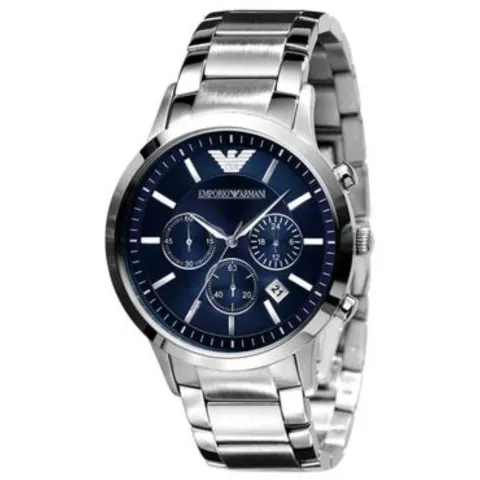 Emporio Armani AR2448 Men's Blue Dial Silver Bracelet Chronograph Watch