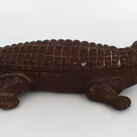Art Deco Cast Iron Crocodile Cigarette Box