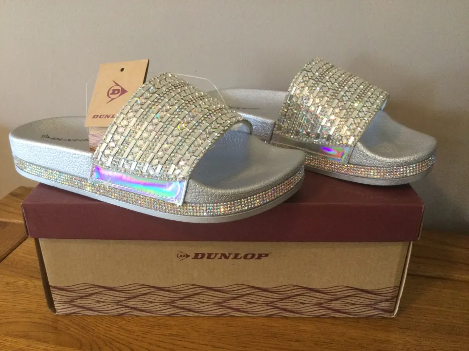Dunlop Ladies "Emmie” Sandals, Size 4, Iridescent Silver - New RRP £25.00