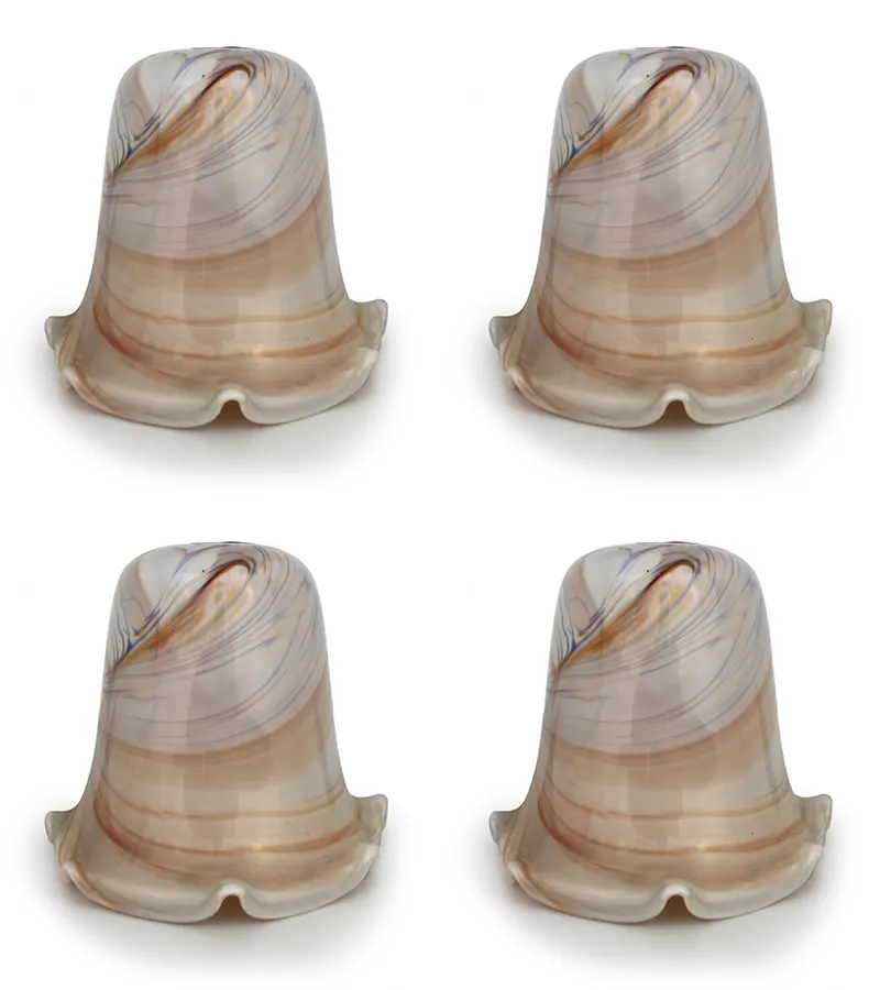 4 x Agate Style Small Opening Glass Lampshades