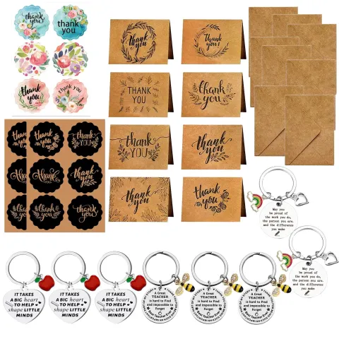 24 x Thank You Teacher Gifts Keyrings with Cards & Swimming Caps