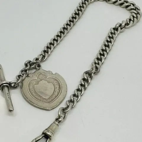 Antique Sterling Silver Albert Chain 47.03g 12 3/4 inch