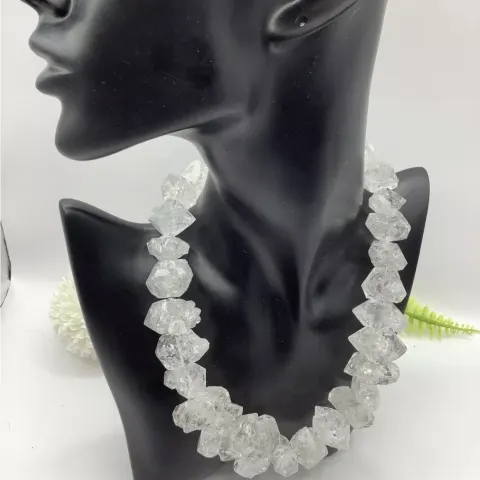 Artisan Unique Handmade Double Terminated Large Diamond Quartz Necklace