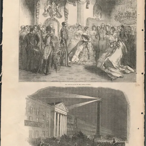 The Illuminations Sackville St Dublin 1849 Antique Woodgrain Print