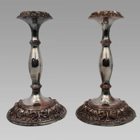 Pair of Antique Sheffield Plate Candlesticks