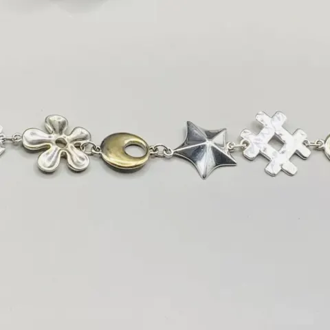 Robert Lee Morris  RLM Vintage Sterling Silver Brass Flower Star Bracelet
