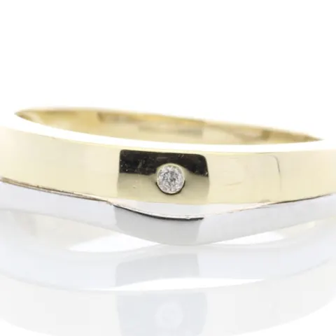 9ct Yellow Gold Single Stone Rub Over Set Diamond Ring 0.01