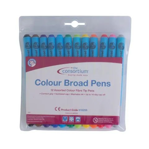 20 x Packs Of 12 Assorted Colour Broad Pens L9c