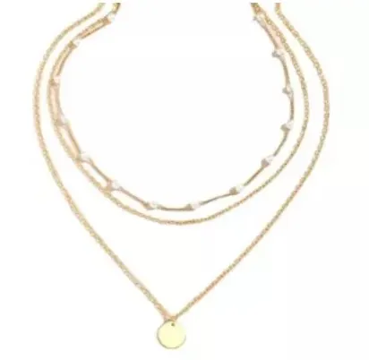 Elegant Golden Pearl Choker & Layered Necklace for Women L14a sku-4068
