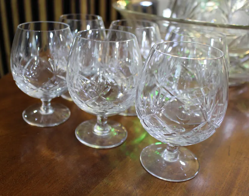 Set of 6 Vintage Waterford Cut Crystal Knopped Sherry Glasses