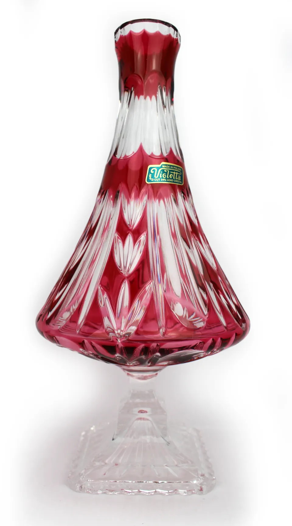Set of 4 Violetta Overlay Crystal Vases