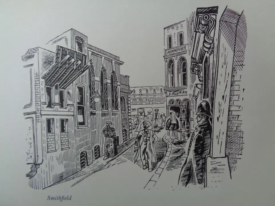 Edward Bawden Original Lithograph - London 1 Smithfield