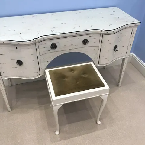 Painted French Style Side Table & Stool