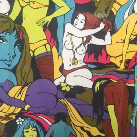 Switch On 70’s (1972) Rare/Unique, Wall Hanging Fabric By Bernard Wardle, In Vibrant Colours, 1972