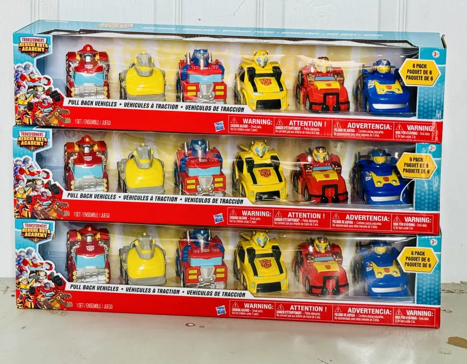 3 x Transformers Rescue Bots Academy Pull Back Cars 6 Pack