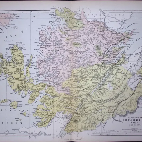 The Province of Inverness & Ross Scotland 150 Years-Old Antique 1875 Map-7