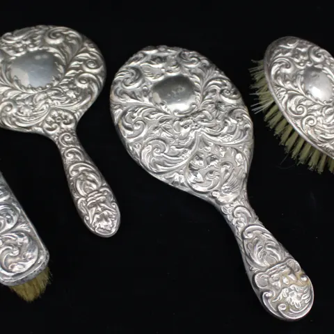 Vintage Solid Silver Brush Set Birmingham B & Co
