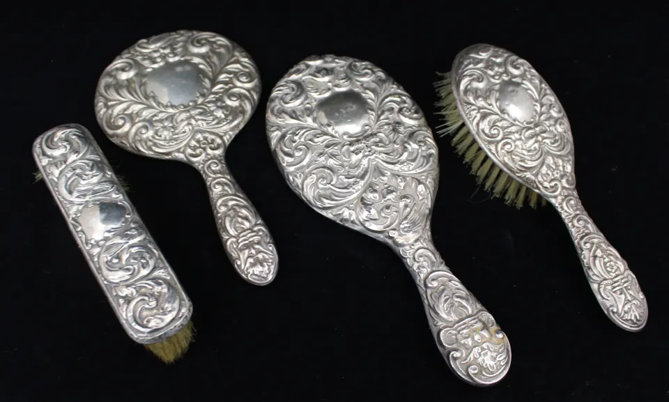 Vintage Solid Silver Brush Set Birmingham B & Co