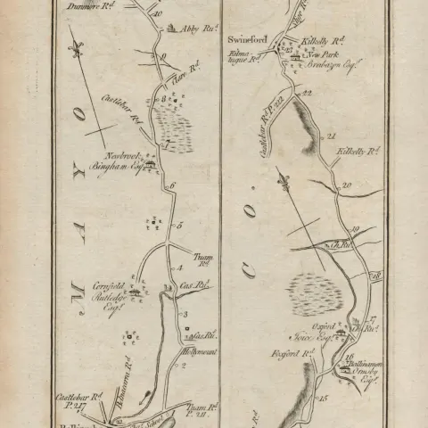 Taylor & Skinner 1777 Ireland Map Mayo Swinford Balla Ballinrobe Killala.