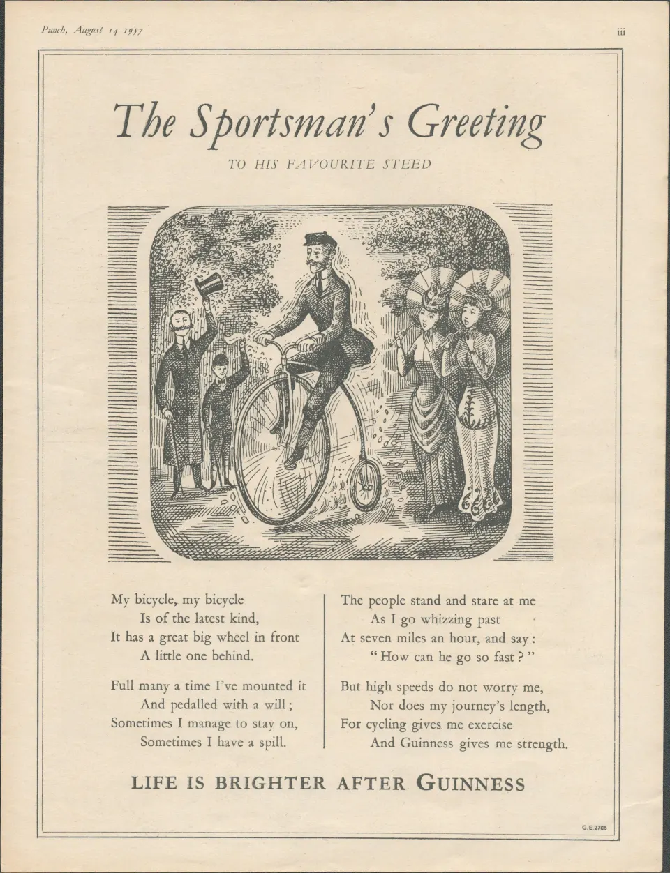 Guinness 1957 Original Print The Sportsman Greeting-G.E. 2786This Print Is Over 60 Years Old And