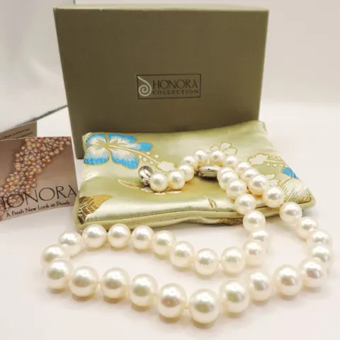 Honora Cultured Pearl Necklace Silver Clasp New Boxed Paid £1485 In 2011 Receipt In Box
