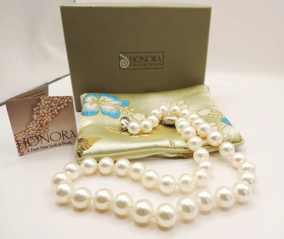 Honora Cultured Pearl Necklace Silver Clasp New Boxed Paid £1485 In 2011 Receipt In Box