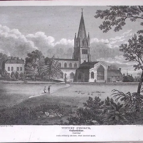 Witney Church Oxfordshire Antique 212 Years-Old Steel-Engraving-58