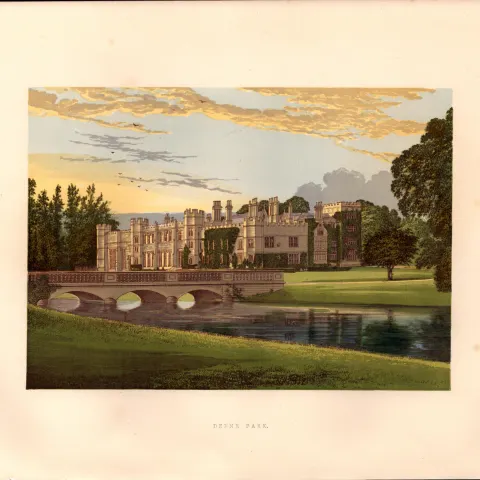 Deene Park Northamptonshire  Gilt-Edge Coloured Antique Book Plate.