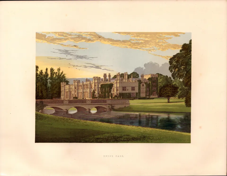 Deene Park Northamptonshire  Gilt-Edge Coloured Antique Book Plate.