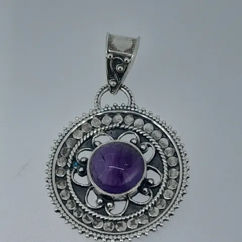 Celtic Silver and Amethyst Statement Pendant