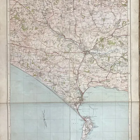 Weymouth & Dorchester, Cloth Backed Vintage 1930 Engineering Map.