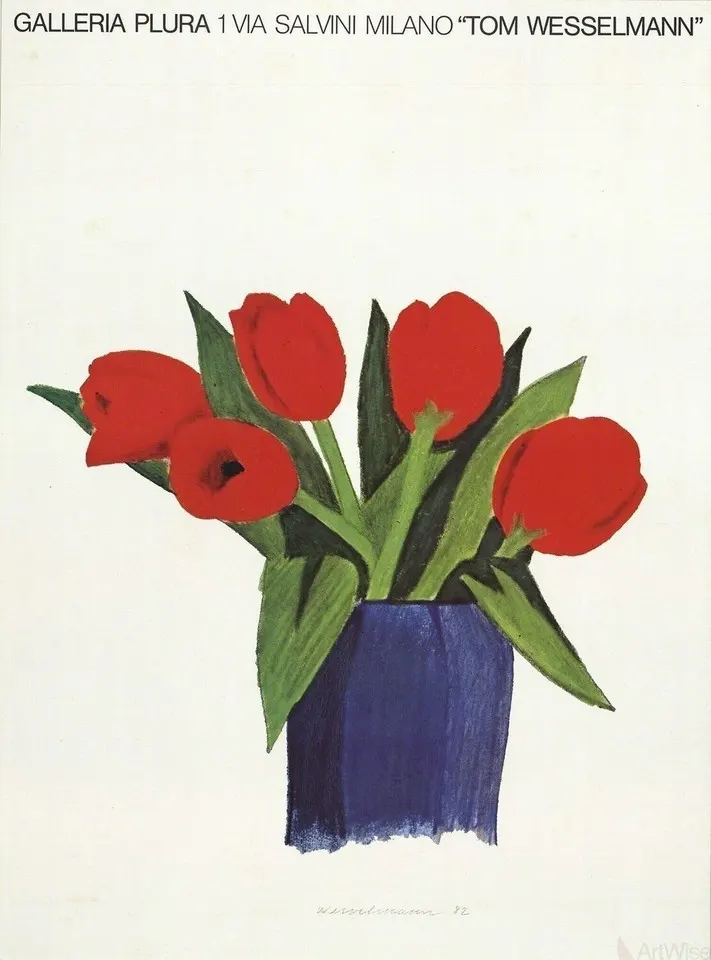 Tom Weselmann 'Tulips In A Vase' 1985