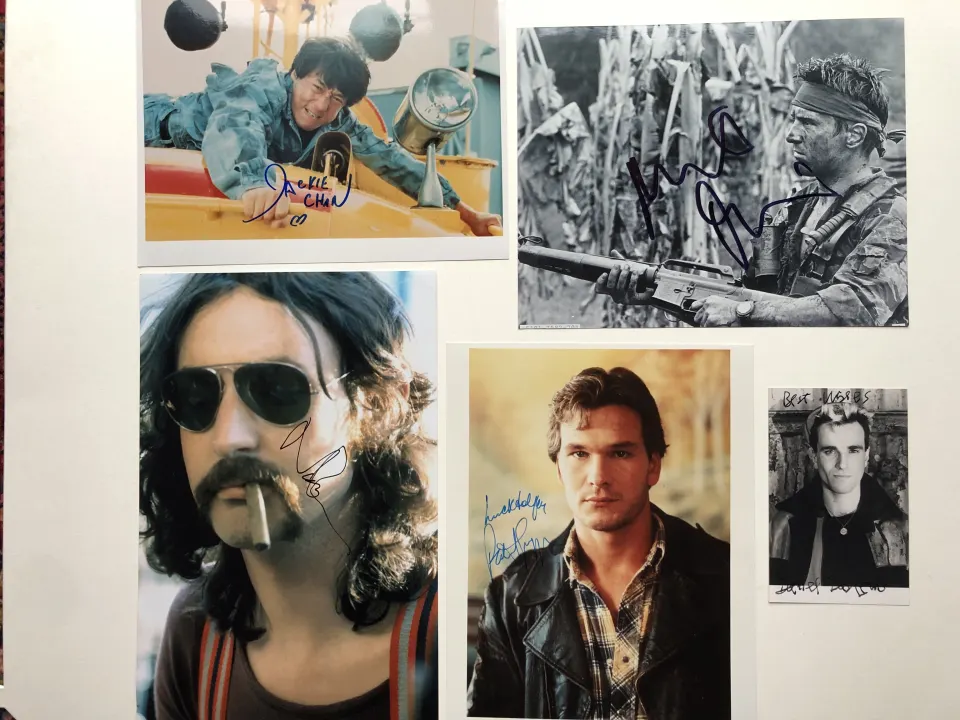 Patrick Swayze, Daniel Day Lewis, Jackie Chan, Nicholas Cage & Robert De Niro original signatures.