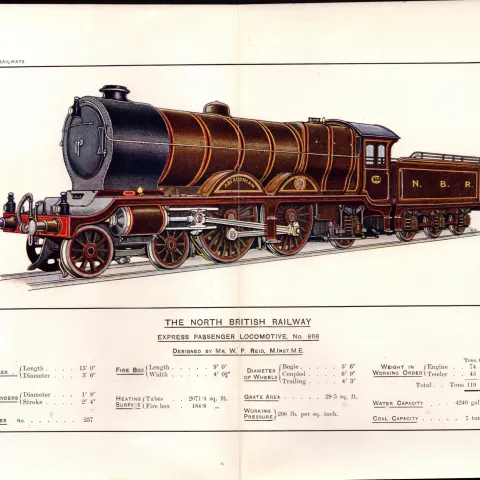 The North British Railway Coloured Detailed Antique Book Plate.
