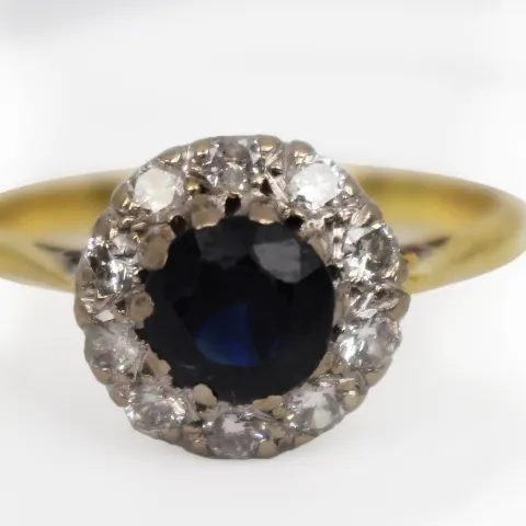 Sapphire & Diamond Cluster Ring 18ct